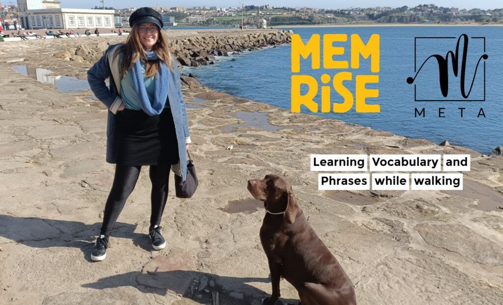 Using memrise app review while walking my dog to learn new vocabulary and phrases